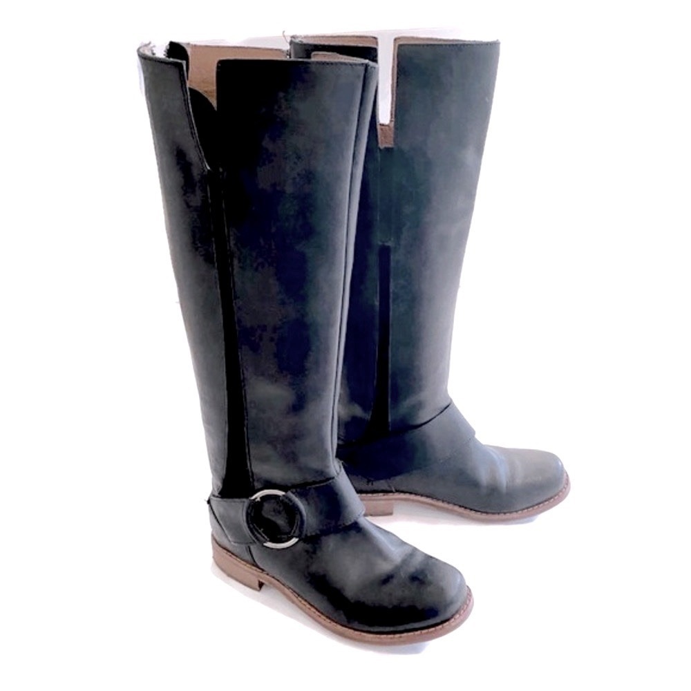 OluKal Holo Lio ll Black Supple Oiled Full Grain Leather Tall Boots
